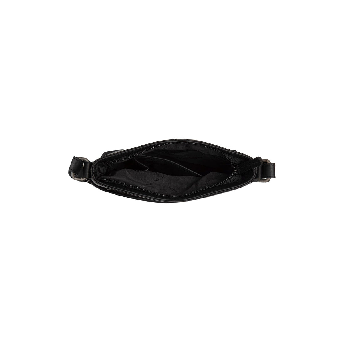 
Solid Antique Brass Hardware & Heavy-Duty Dual Zipper Detail on Navene 가죽 크로스백
