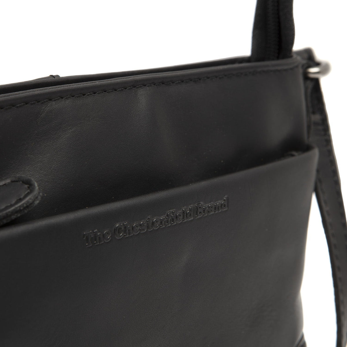 Solid Antique Brass Hardware &amp; Heavy-Duty Dual Zipper Detail on Salerno Full-Grain Leather Crossbody Bag 여성용