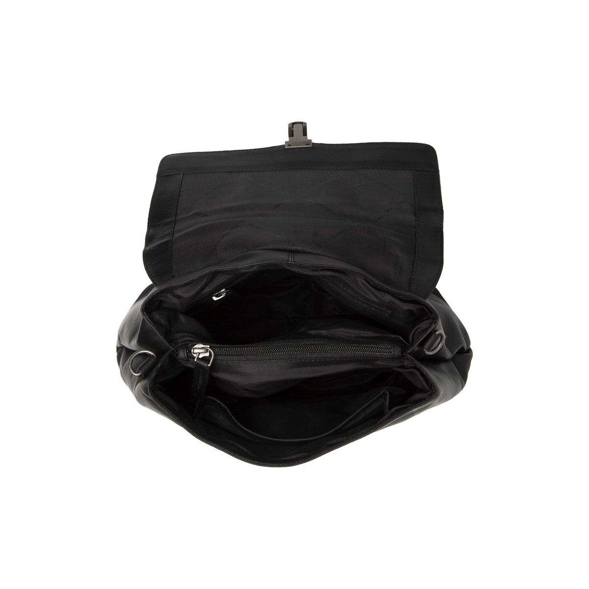 Close-Up Detail of Classic Collar &amp; Heavy-Duty Zipper Hardware on Angera Full-Grain Leather Handbag 여성용