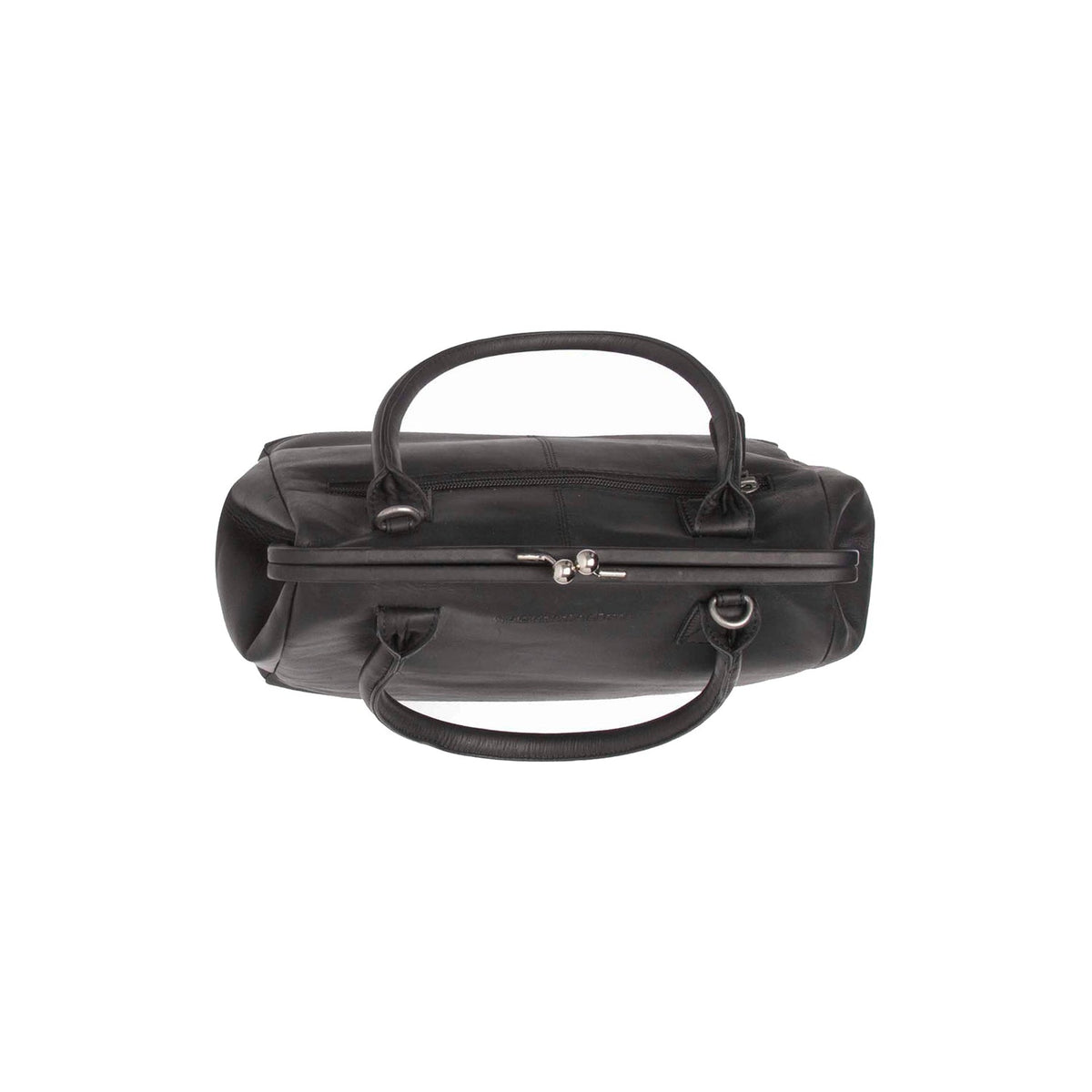 
클로즈업 상세 of Classic Collar & Heavy-Duty Zipper Hardware on Dorin 가죽 핸드백