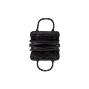 Close-Up Detail of Classic Collar &amp; Heavy-Duty Zipper Hardware on Ezra Full-Grain Leather Handbag 여성용