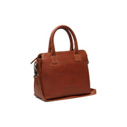 Tailored Rib Cuffs &amp; Hem Craftsmanship Construction Detail on Hermosa Full-Grain Leather Handbag 여성용
