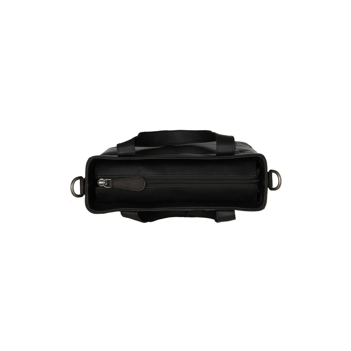 Close-Up Detail of Classic Collar &amp; Heavy-Duty Zipper Hardware on Lingfield Full-Grain Leather Handbag 여성용