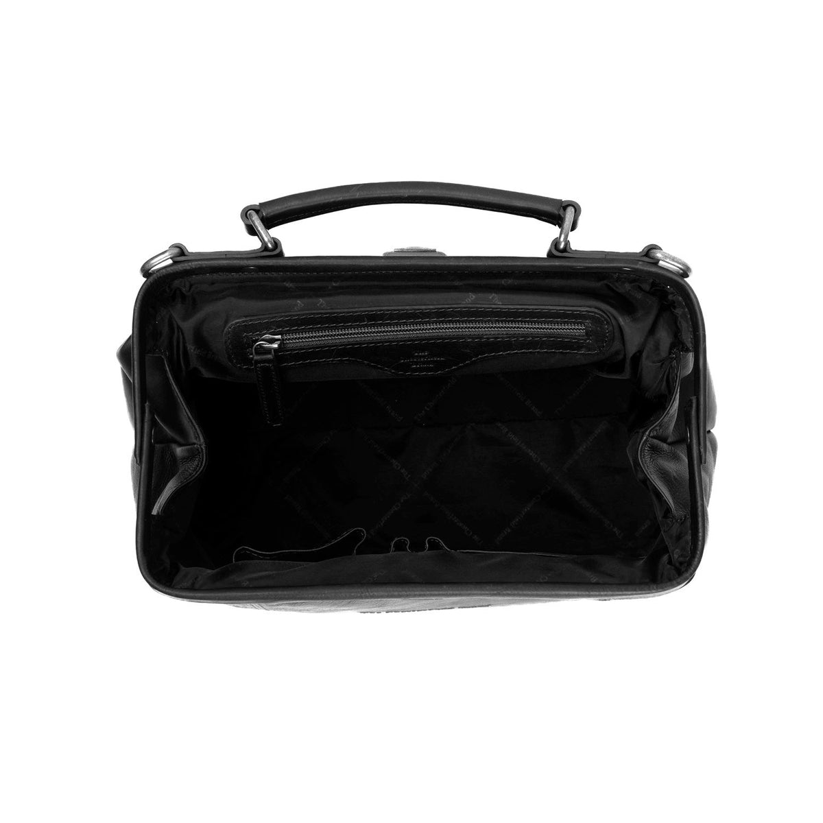 Close-Up Detail of Classic Collar &amp; Heavy-Duty Zipper Hardware on Shaun Full-Grain Leather Handbag 여성용