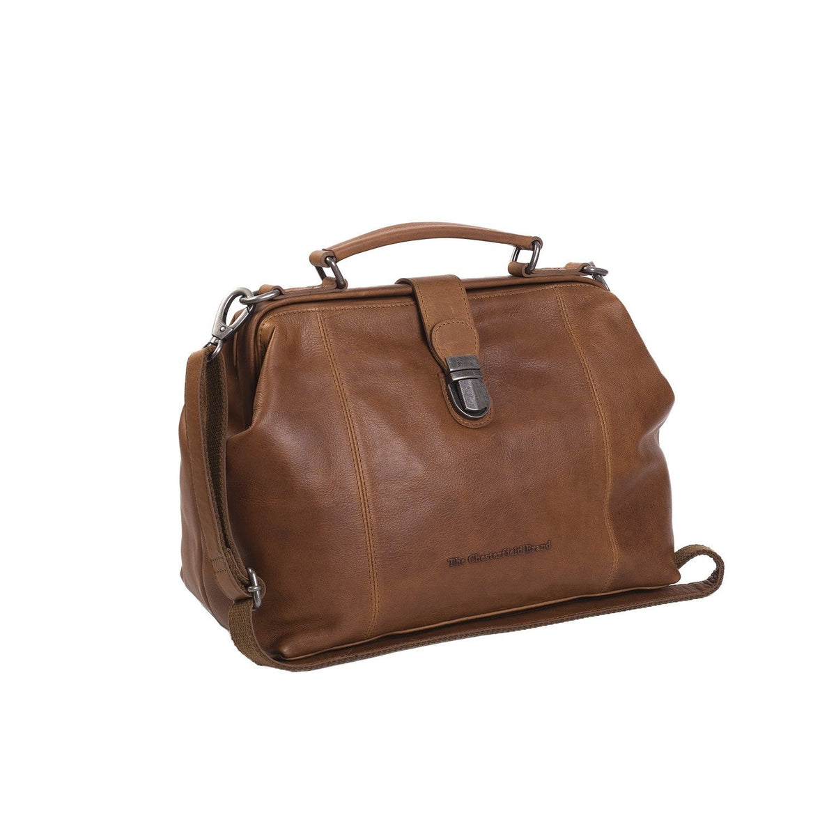 Tailored Rib Cuffs &amp; Hem Craftsmanship Construction Detail on Shaun Full-Grain Leather Handbag 여성용