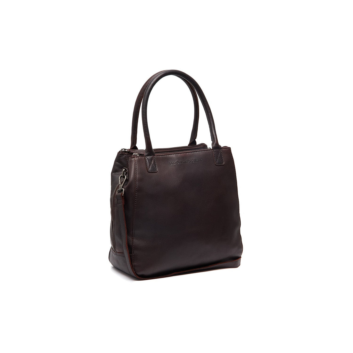 Tailored Rib Cuffs &amp; Hem Craftsmanship Construction Detail on Solvin Full-Grain Leather Handbag 여성용