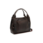 Styled Fit Perspective of Tenara Full-Grain Leather Handbag 여성용 on Model - Natural Daylight Drape