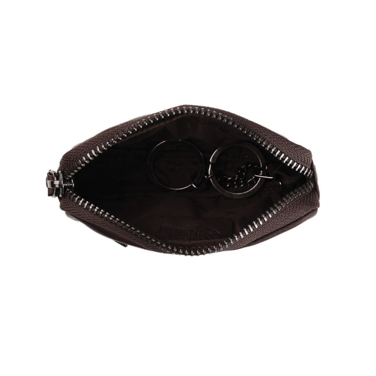 Tailored Rib Cuffs &amp; Hem Craftsmanship Construction Detail on Corey Full-Grain Leather Key Case 여성용