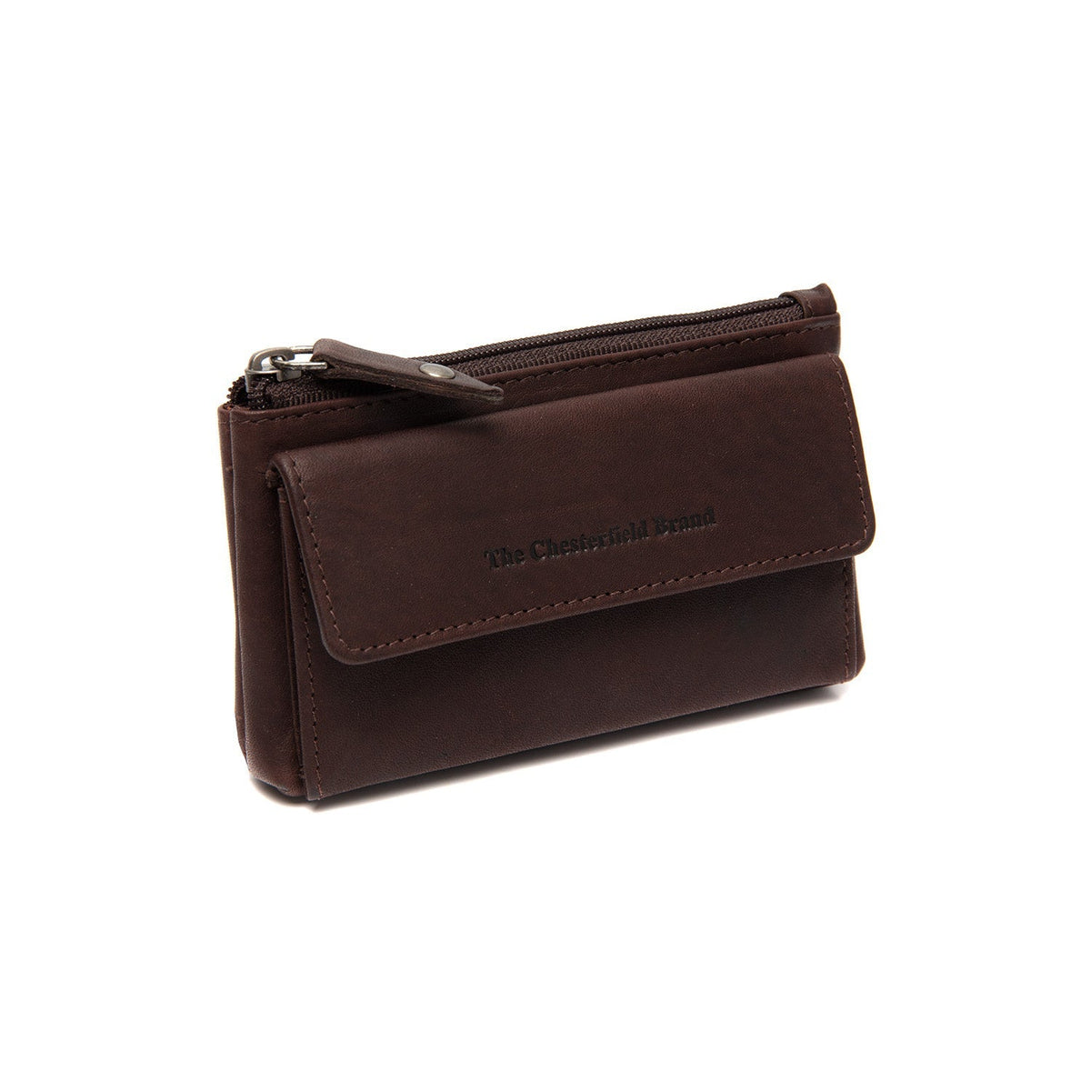 Tailored Rib Cuffs &amp; Hem Craftsmanship Construction Detail on Violette Full-Grain Leather Key Case 여성용