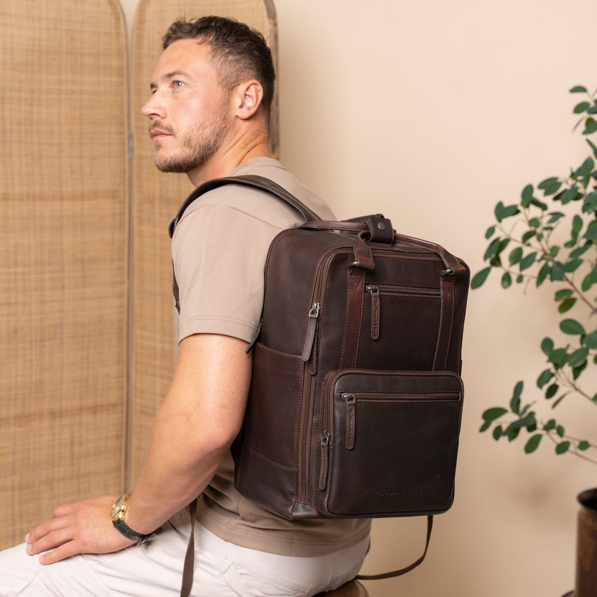 Calden Full-Grain Leather Laptop Backpack 여성용 – alternate product view 2