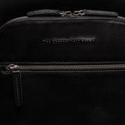 Solid Antique Brass Hardware &amp; Heavy-Duty Dual Zipper Detail on Maggiore Full-Grain Leather Laptop Backpack 남성용