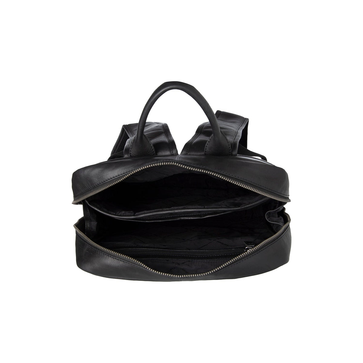 Nicola Full-Grain Leather Laptop Backpack 여성용 - Structured Side Profile Showing Gusset Depth &amp; Expansion Capacity