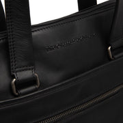 Elvas Full-Grain Leather Laptop Bag 여성용 - Structured Side Profile Showing Gusset Depth &amp; Expansion Capacity