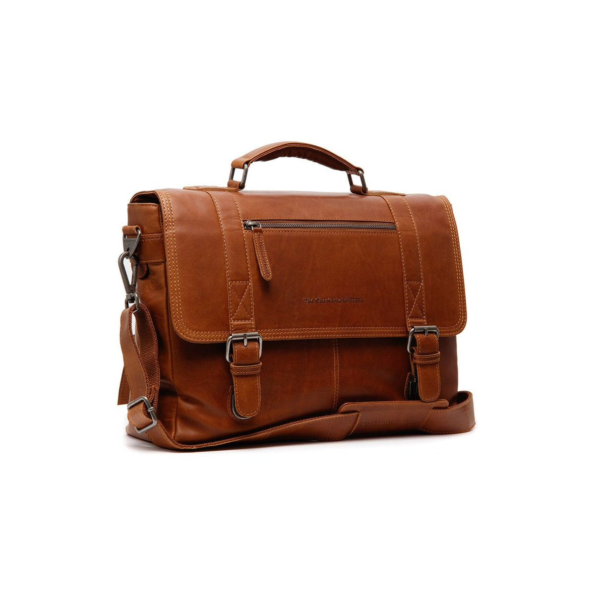 Imperia Full-Grain Leather Laptop Bag 남성용 in Classic 100% Full-Grain Leather - Full Exterior Front Profile View | Buy Online