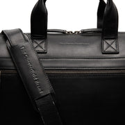 Solid Antique Brass Hardware &amp; Heavy-Duty Dual Zipper Detail on Levanto Full-Grain Leather Laptop Bag 여성용