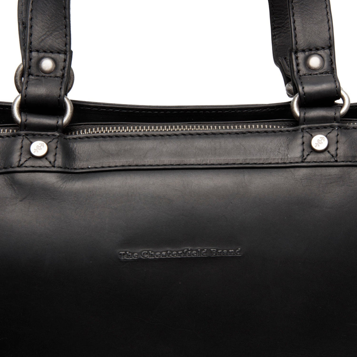 Solid Antique Brass Hardware &amp; Heavy-Duty Dual Zipper Detail on Manly Full-Grain Leather Laptop Bag 여성용