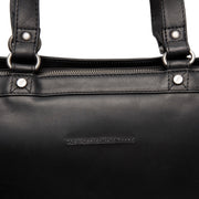 Solid Antique Brass Hardware &amp; Heavy-Duty Dual Zipper Detail on Manly Full-Grain Leather Laptop Bag 여성용