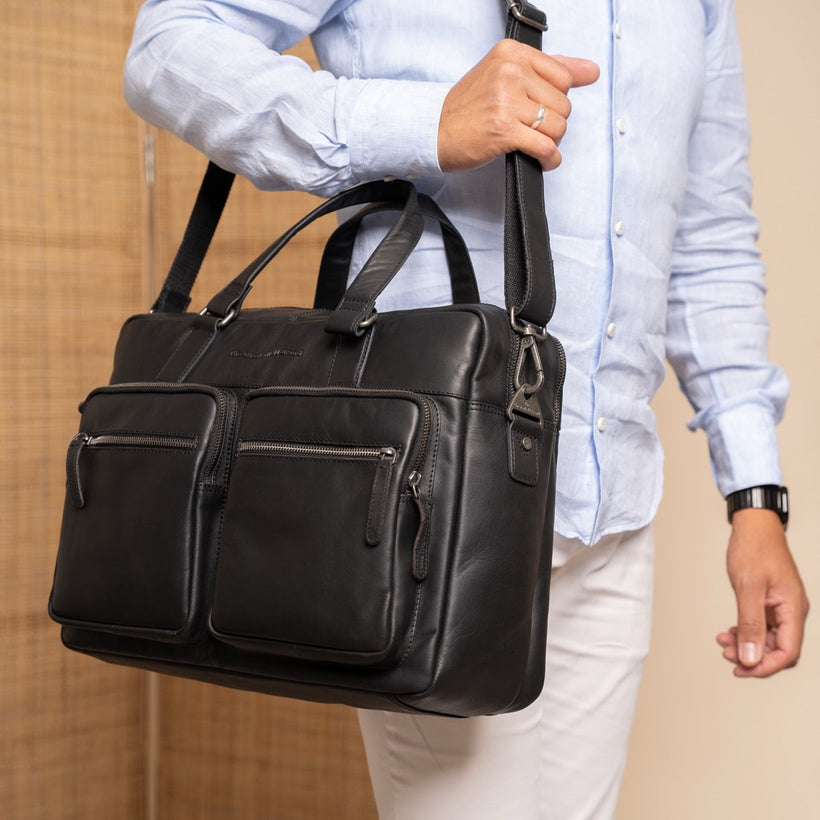 Misha Full-Grain Leather Laptop Bag 여성용
