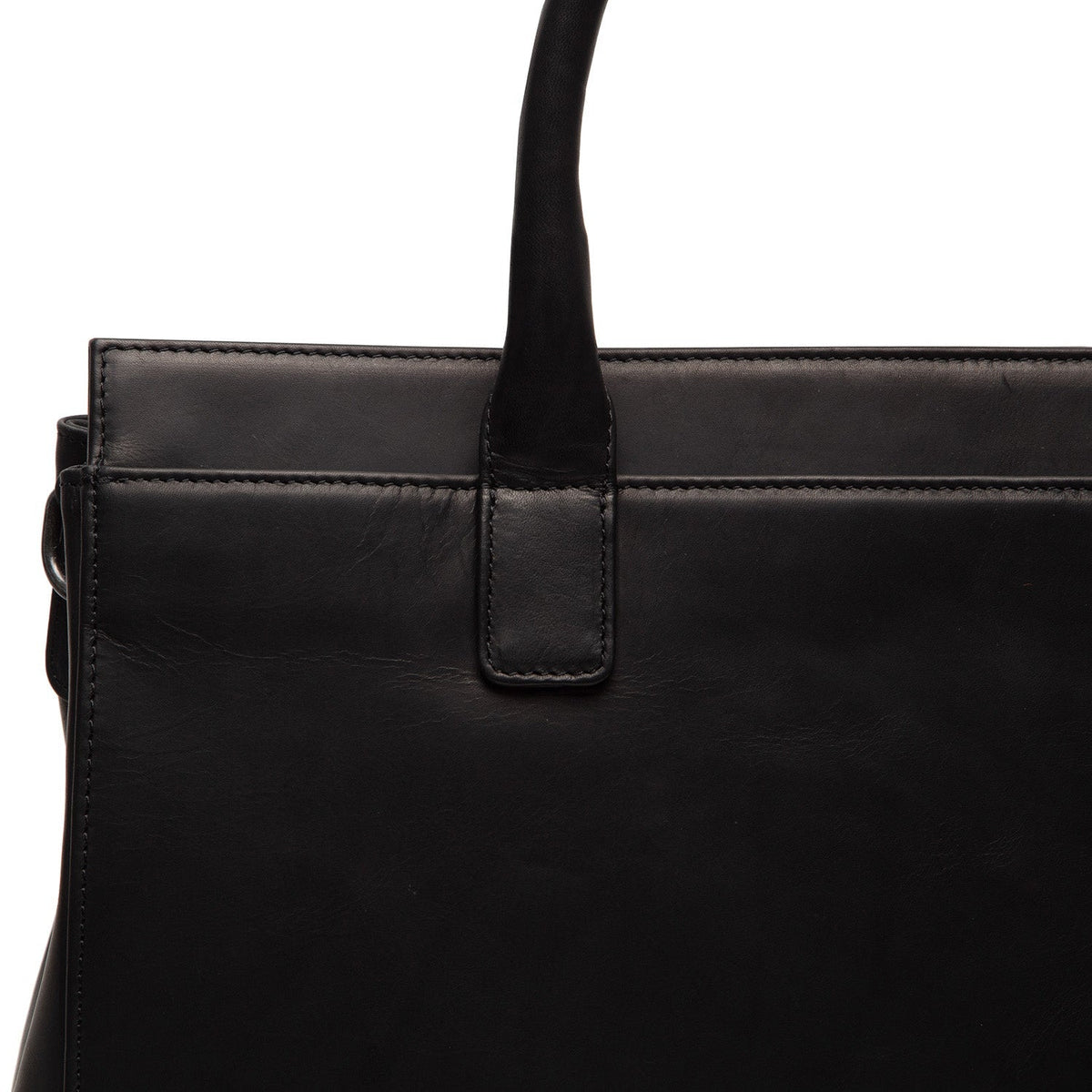 Solid Antique Brass Hardware &amp; Heavy-Duty Dual Zipper Detail on Rivera Full-Grain Leather Laptop Bag 여성용