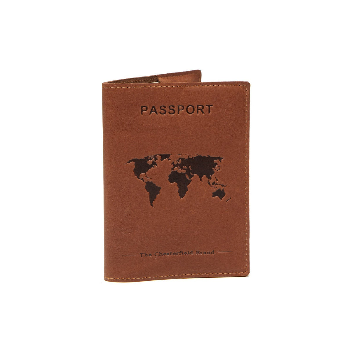 Cognac Leather Passport Case 여성용, front view