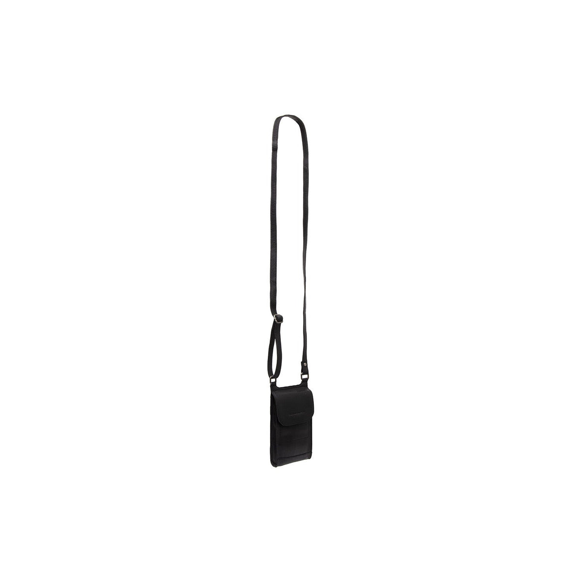 
착용 핏 뷰:  Nebra 풀그레인 천연 가죽 Phone Bag 모델 착용 (자연광 드레이프 핏)