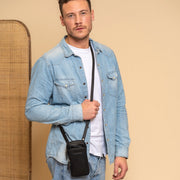 Valdes Full-Grain Leather Phone Bag 여성용 - Lateral Side Profile View Showing Sleeve Cut &amp; Athletic Taper Fit