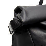 Mazara Full-Grain Leather Roll-top Backpack 여성용 - Structured Side Profile Showing Gusset Depth &amp; Expansion Capacity