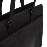 Fidenza Full-Grain Leather Shoulder Bag 여성용 - Structured Side Profile Showing Gusset Depth &amp; Expansion Capacity