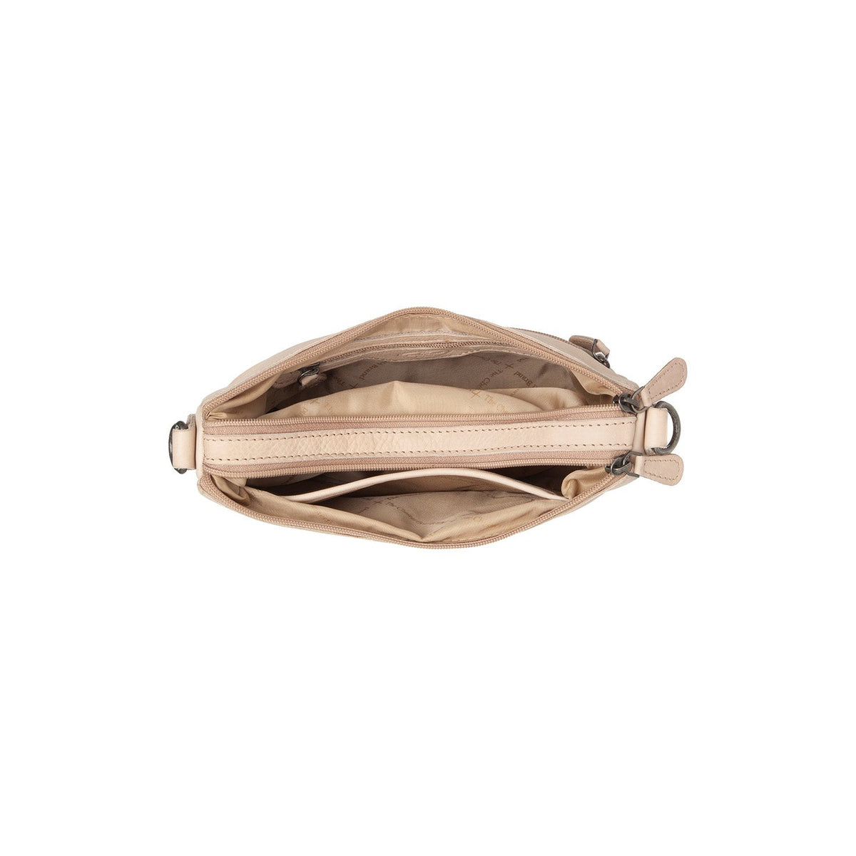 Solid Antique Brass Hardware &amp; Heavy-Duty Dual Zipper Detail on Irving Full-Grain Leather Shoulder Bag 여성용