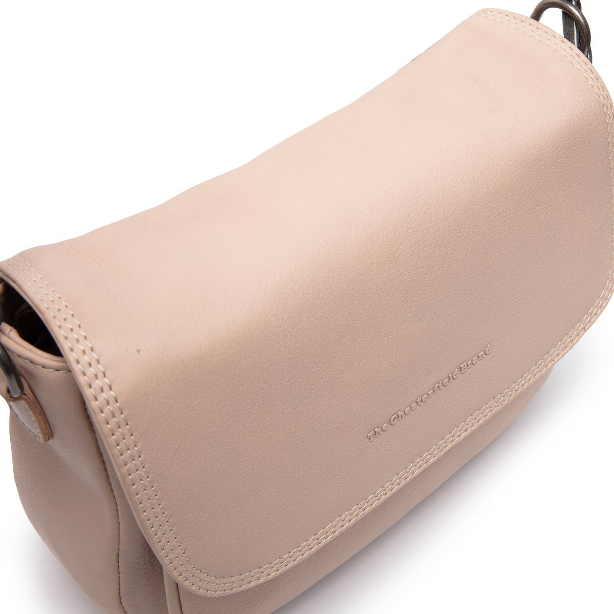 Solid Antique Brass Hardware &amp; Heavy-Duty Dual Zipper Detail on Miloa Full-Grain Leather Shoulder Bag 여성용