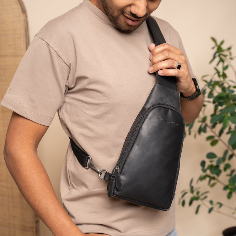 Classic 100% Full-Grain leather Bag - Rear Perspective Showing Reinforced Leather Straps & Stitching