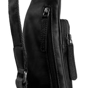 Solid Antique Brass Hardware &amp; Heavy-Duty Dual Zipper Detail on Leather Sling Bag Logan 여성용