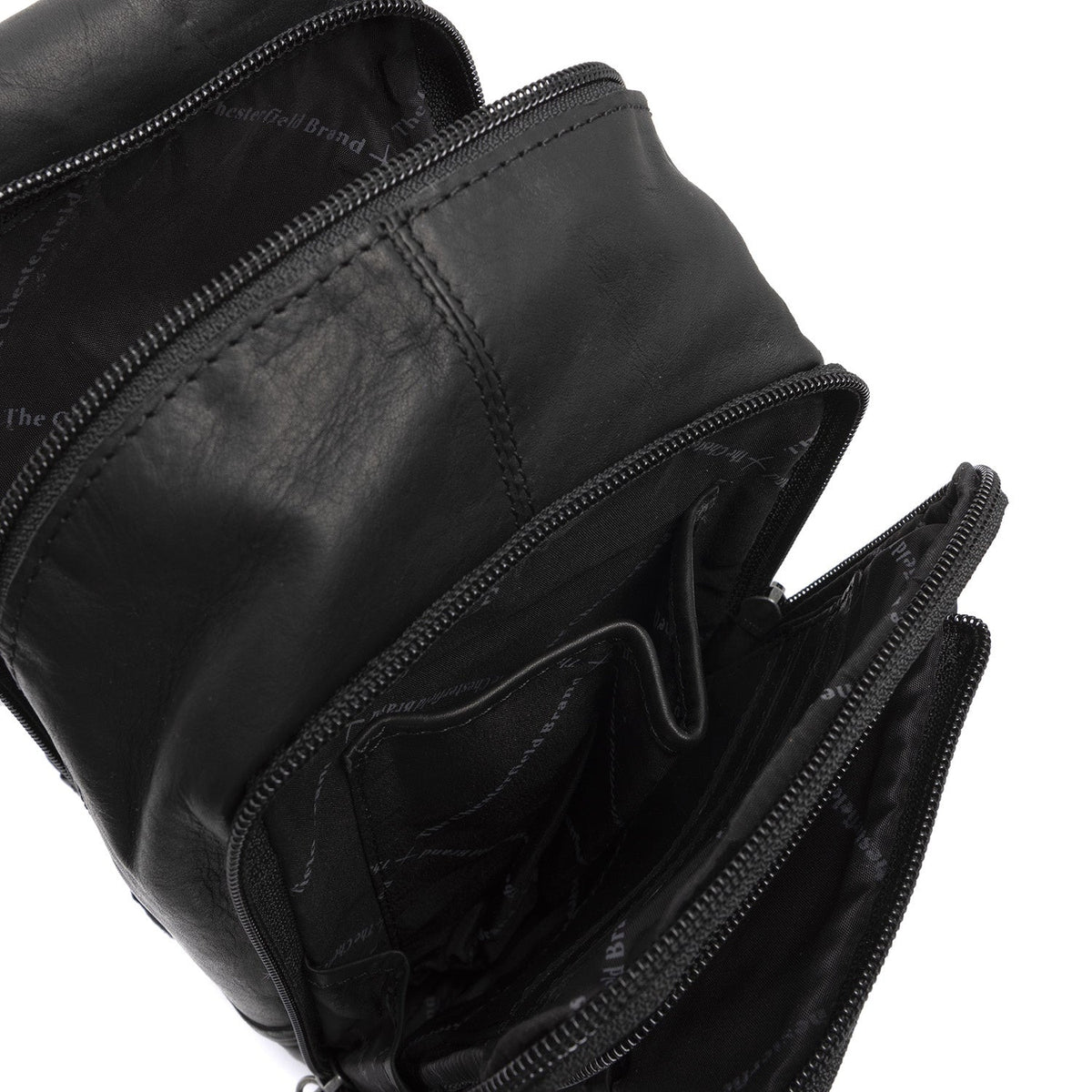Leather Sling Bag Riga 여성용 - Structured Side Profile Showing Gusset Depth &amp; Expansion Capacity