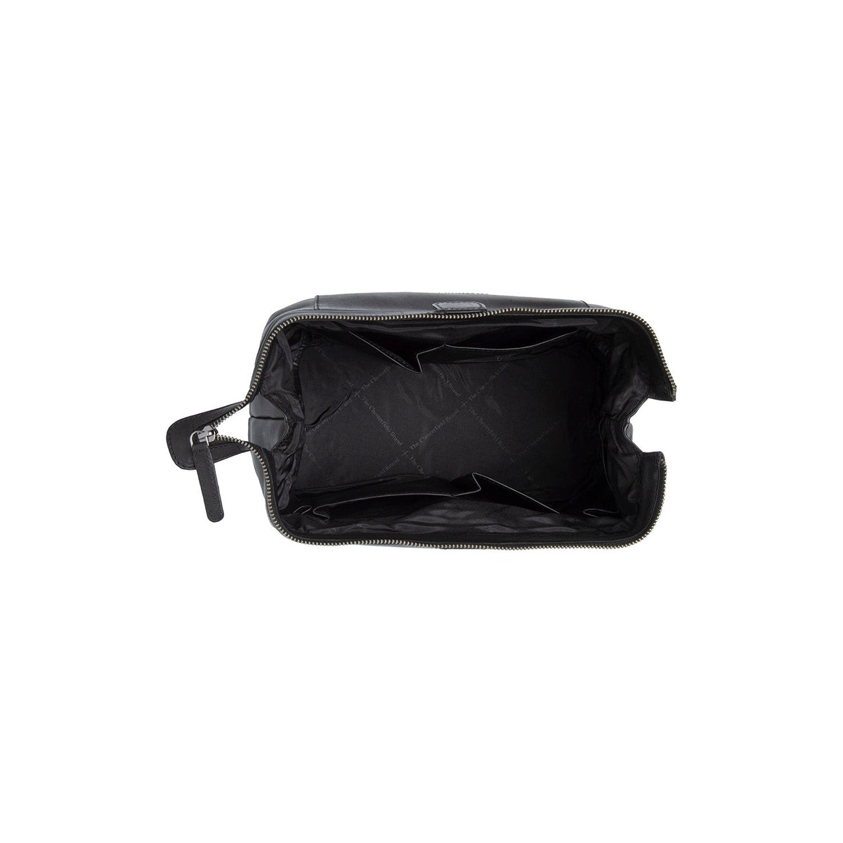 Close-Up Detail of Classic Collar &amp; Heavy-Duty Zipper Hardware on Biassa Full-Grain Leather Toiletry Bag 여성용