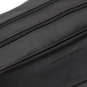 Tailored Rib Cuffs &amp; Hem Craftsmanship Construction Detail on Stacey Full-Grain Leather Toiletry Bag 여성용