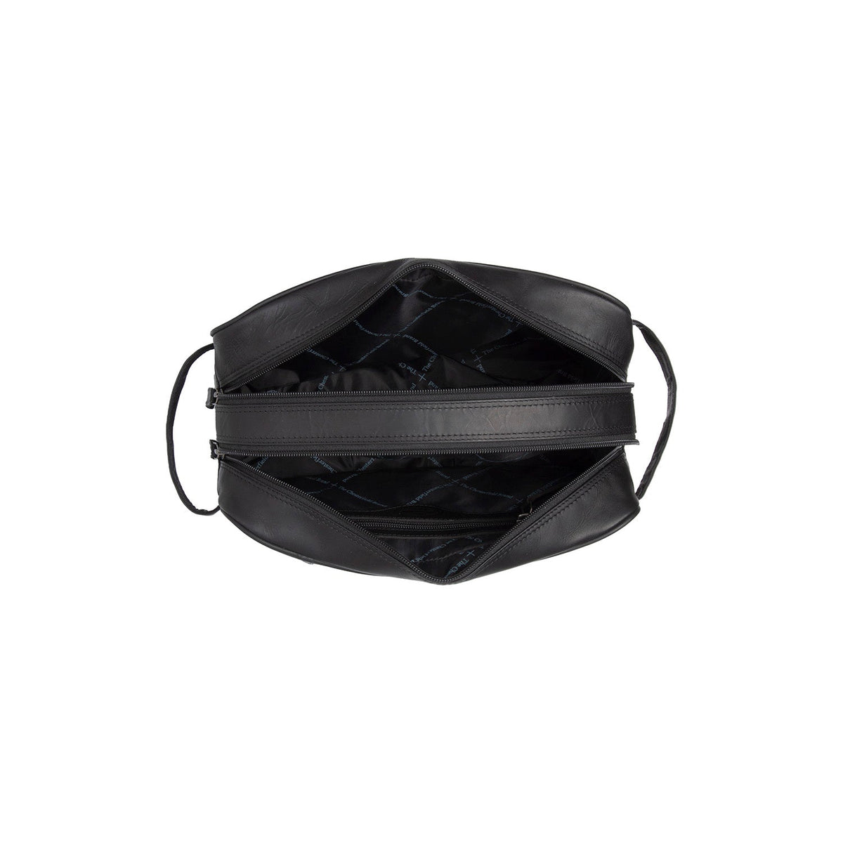 Tailored Rib Cuffs &amp; Hem Craftsmanship Construction Detail on Stefan Full-Grain Leather Toiletry Bag 여성용