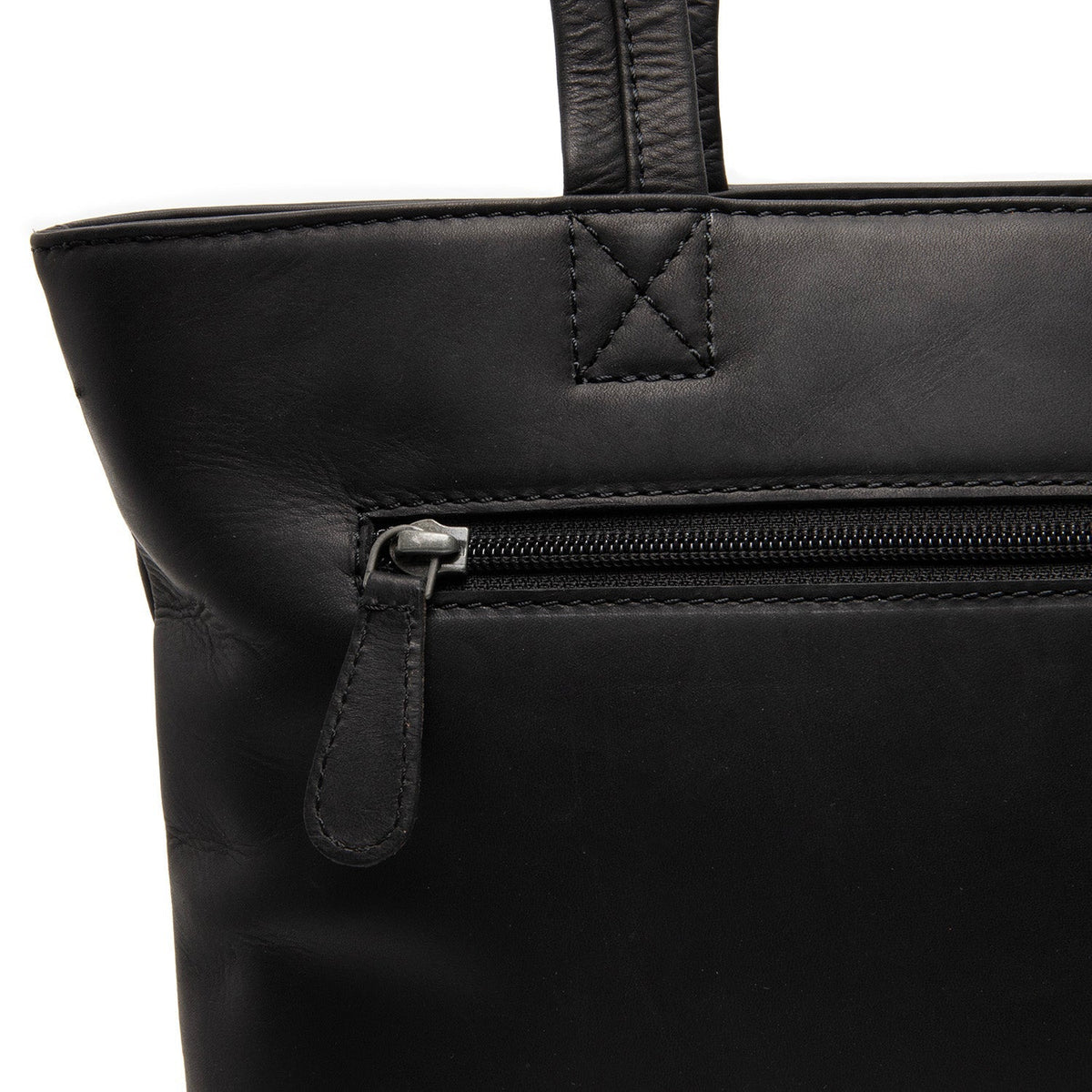 Alveron Full-Grain Leather Tote Bag 여성용 - Structured Side Profile Showing Gusset Depth &amp; Expansion Capacity