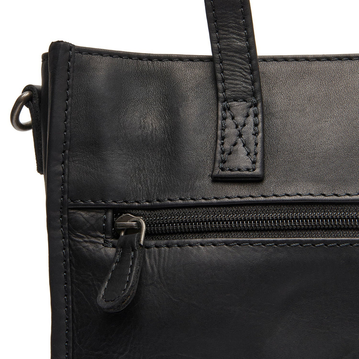 Estella Full-Grain Leather Tote Bag 여성용 - Structured Side Profile Showing Gusset Depth &amp; Expansion Capacity