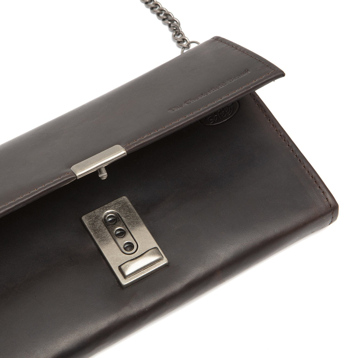 Solid Antique Brass Hardware &amp; Heavy-Duty Dual Zipper Detail on Bora Full-Grain Leather Waiter Wallet 여성용