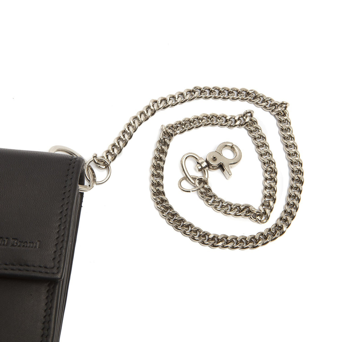 Solid Antique Brass Hardware &amp; Heavy-Duty Dual Zipper Detail on Elba Full-Grain Leather Waiter Wallet 여성용