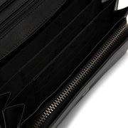 Solid Antique Brass Hardware &amp; Heavy-Duty Dual Zipper Detail on Arvento Full-Grain Leather Wallet 여성용