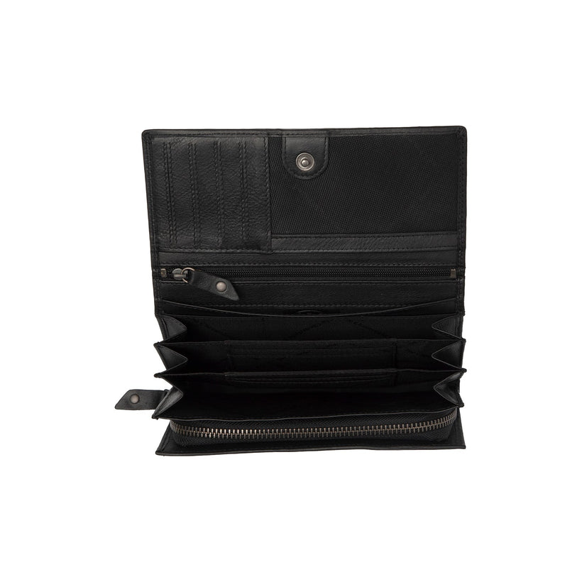 Classic 100% Full-Grain leather Wallet - Rear Perspective Showing Reinforced Leather Straps & Stitching