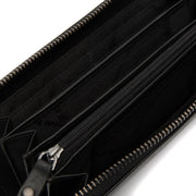 Solid Antique Brass Hardware &amp; Heavy-Duty Dual Zipper Detail on Cantara Full-Grain Leather Wallet 여성용