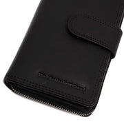Solid Antique Brass Hardware &amp; Heavy-Duty Dual Zipper Detail on Charlotte Full-Grain Leather Wallet 여성용