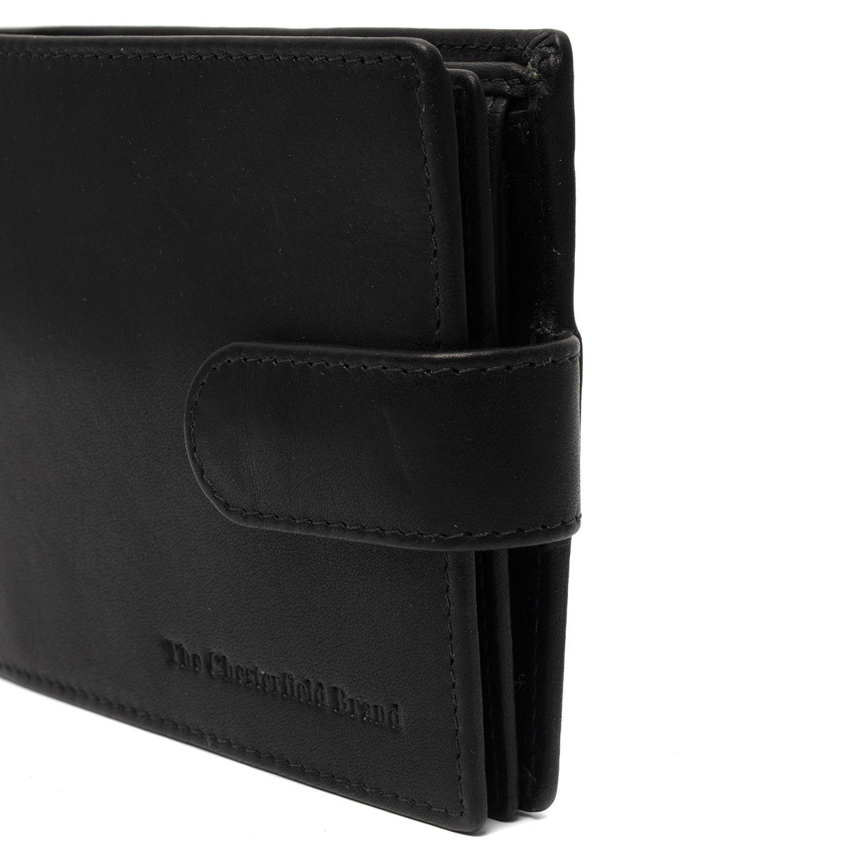 Curtis Full-Grain Leather Wallet 남성용 - Structured Side Profile Showing Gusset Depth &amp; Expansion Capacity