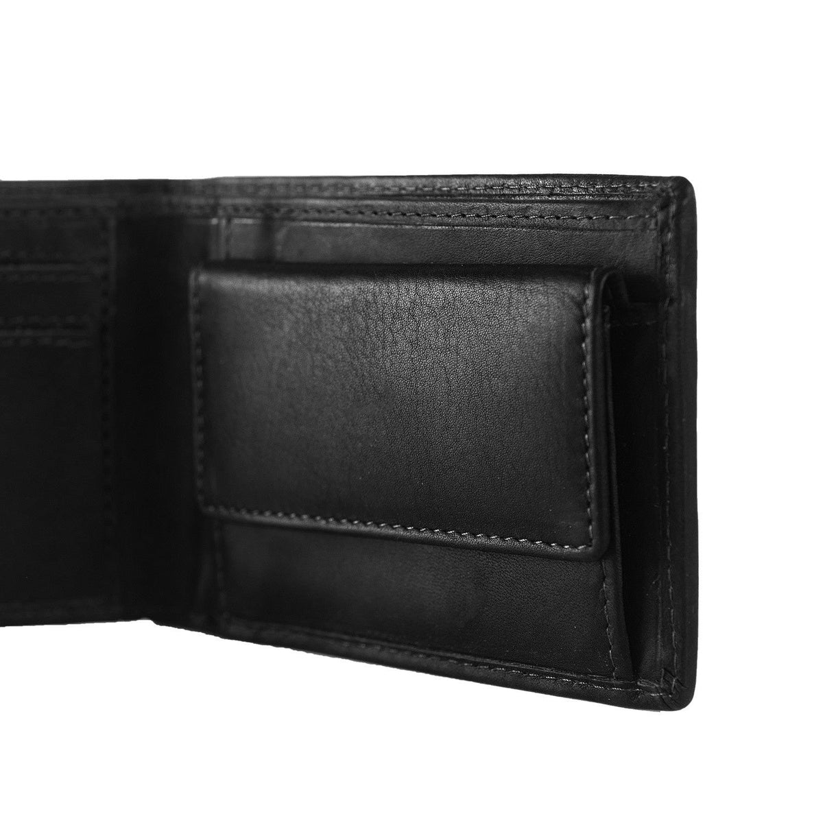 Enzo Full-Grain Leather Wallet 남성용 - Structured Side Profile Showing Gusset Depth &amp; Expansion Capacity