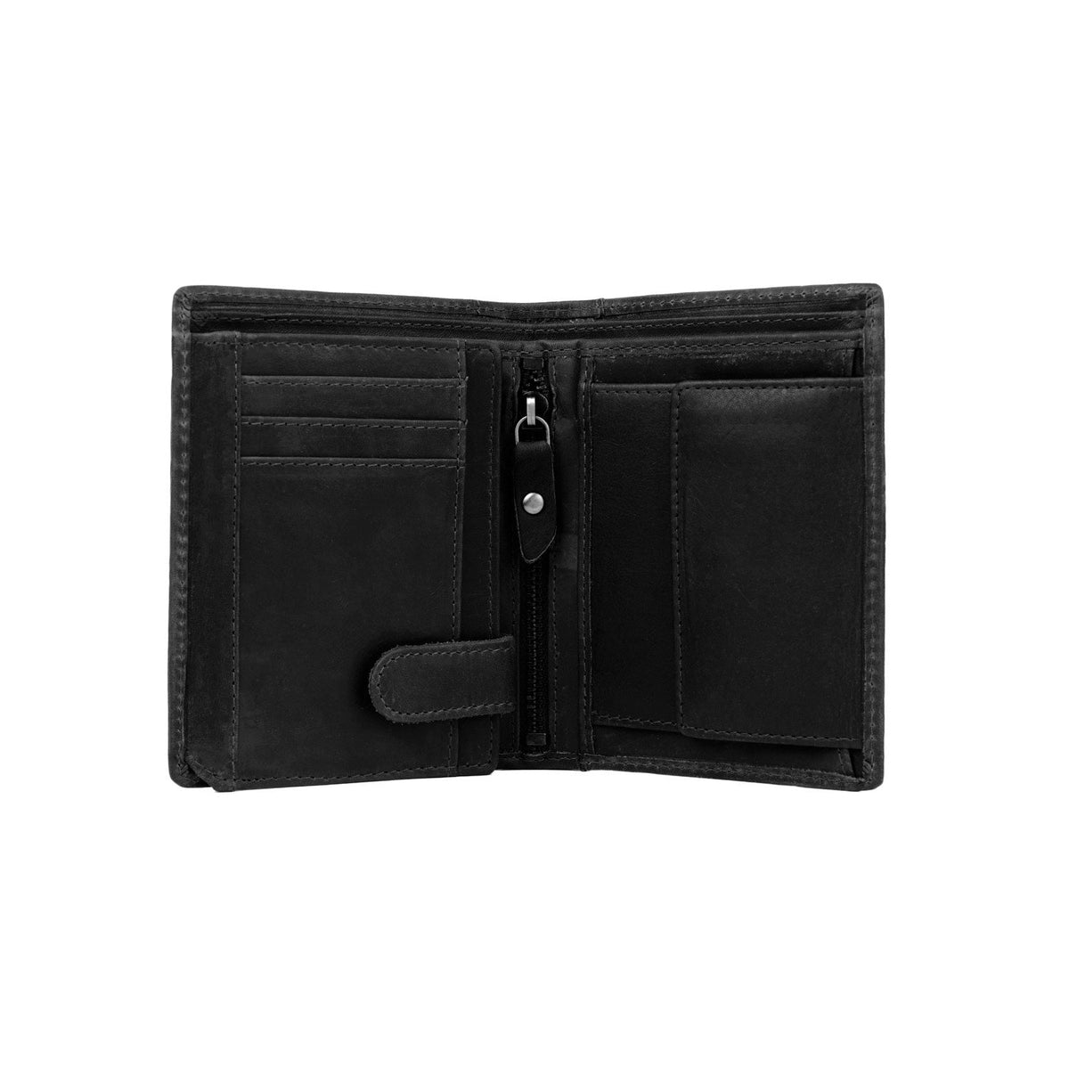 Ethel Full-Grain Leather Wallet 여성용 - Structured Side Profile Showing Gusset Depth &amp; Expansion Capacity
