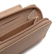 Solid Antique Brass Hardware &amp; Heavy-Duty Dual Zipper Detail on Floren Full-Grain Leather Wallet 여성용