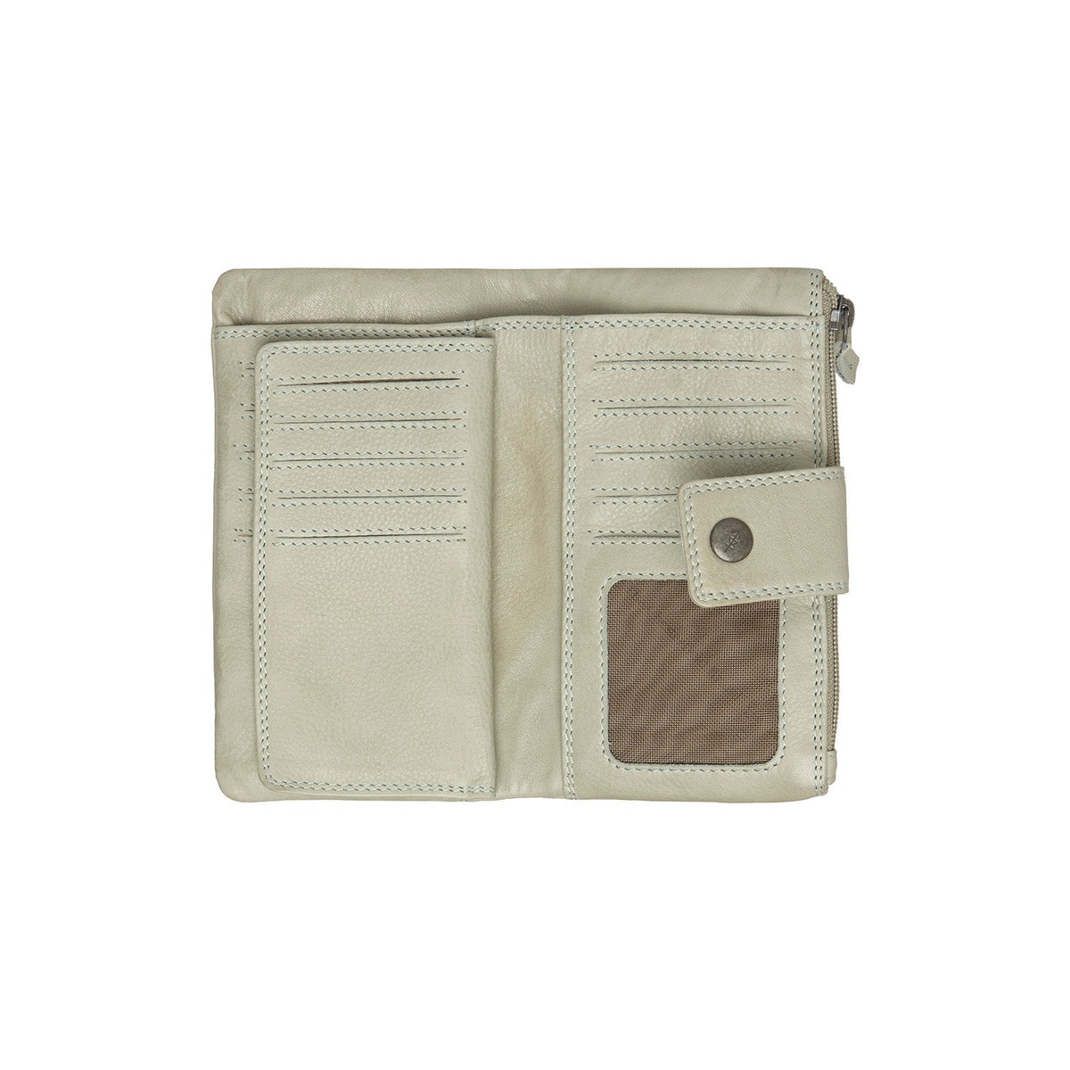 Solid Antique Brass Hardware &amp; Heavy-Duty Dual Zipper Detail on Fresno Full-Grain Leather Wallet 여성용