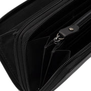 Solid Antique Brass Hardware &amp; Heavy-Duty Dual Zipper Detail on Hadley Full-Grain Leather Wallet 여성용